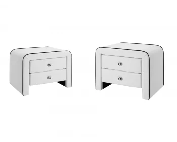 Chevets 2 tiroirs simili blanc design