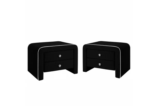 Chevets 2 tiroirs simili noir design