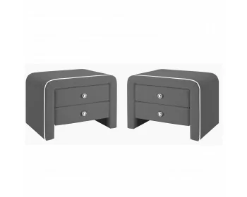 Chevets 2 tiroirs simili gris design