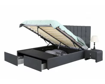 Lit coffre 140x190 tiroirs noir confortable